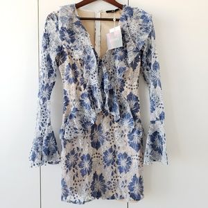Missguided Blue/Nude Lace Dress